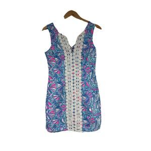 Lilly Pulitzer Target 20th Anniversary My Fans Blue Pink Shift Dress Size 2